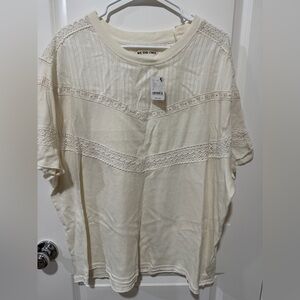 We The Free Oversized Dorothy Tee Shirt Womens Medium Coconut Ivory Short Sleeve